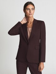 Reiss Burgundy Flora Wool Blend Single Breasted Blazer - Image 1 of 5