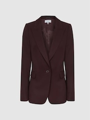 Reiss Burgundy Flora Wool Blend Single Breasted Blazer - Image 2 of 5