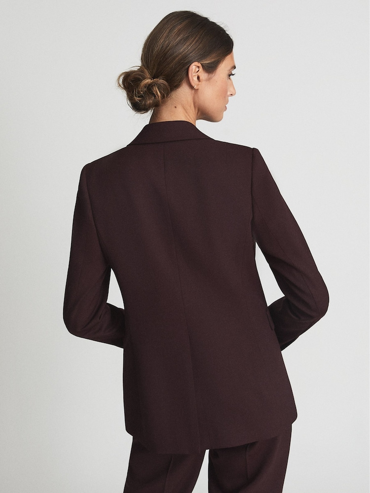 Reiss Burgundy Flora Wool Blend Single Breasted Blazer - Image 5 of 5