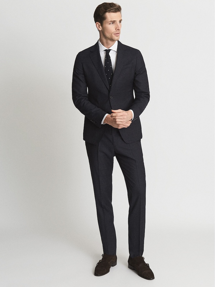 Reiss Tunn B Wool Single Breasted Slub Textured Slim Fit Blazer - Imagen 1 de 6