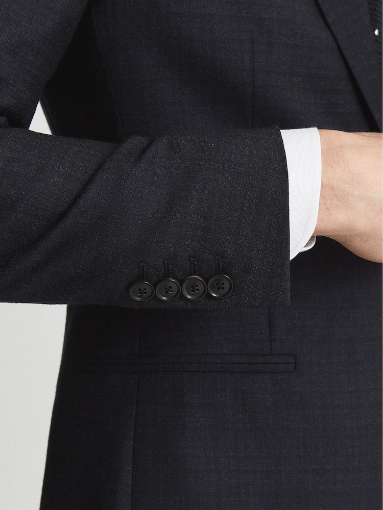 Reiss Tunn B Wool Single Breasted Slub Textured Slim Fit Blazer - Imagen 6 de 6