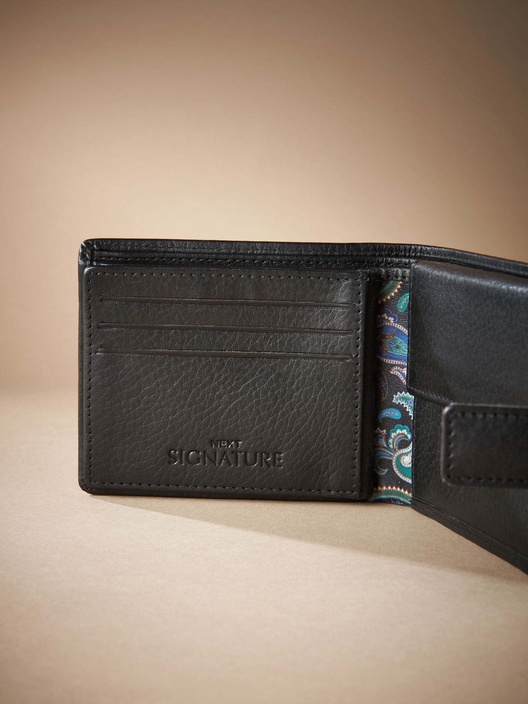 Buy Black Signature Leather Extra Capacity Wallet from Next USA