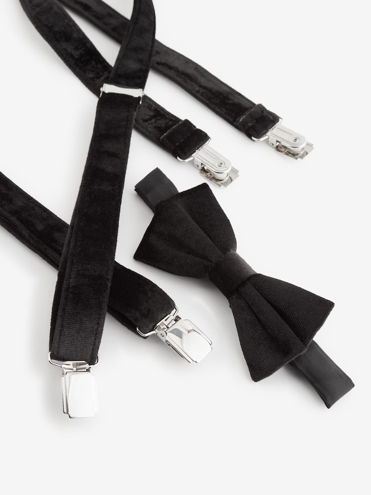 Black Velvet Bow Tie and Braces - Image 5 of 5