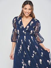 Frock and Frill Blue Embroidered Maxi Dress - Image 6 of 6