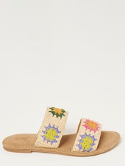 FatFace Natural Penelope Tile Crochet Sliders - Image 2 of 6