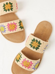 FatFace Natural Penelope Tile Crochet Sliders - Image 4 of 6