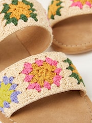 FatFace Natural Penelope Tile Crochet Sliders - Image 6 of 6
