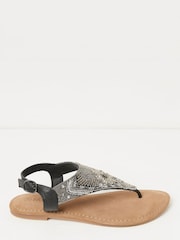 FatFace Silver Madeliene Beaded Sandals - Image 1 of 5
