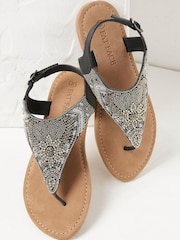 FatFace Silver Madeliene Beaded Sandals - Image 2 of 5