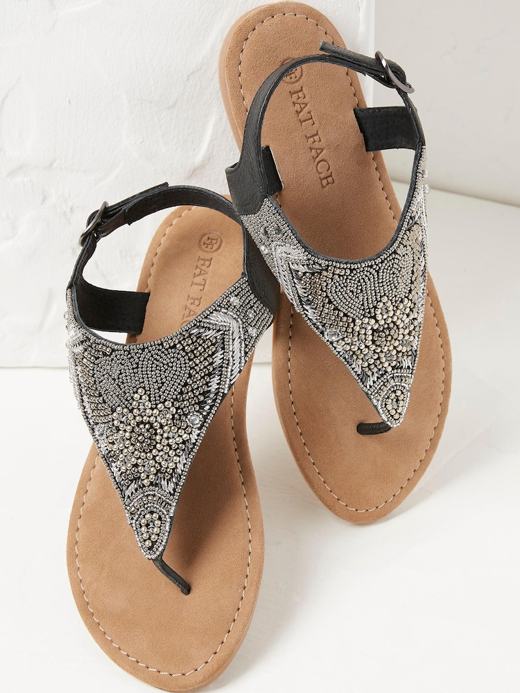 FatFace Silver Madeliene Beaded Sandals - Image 2 of 5