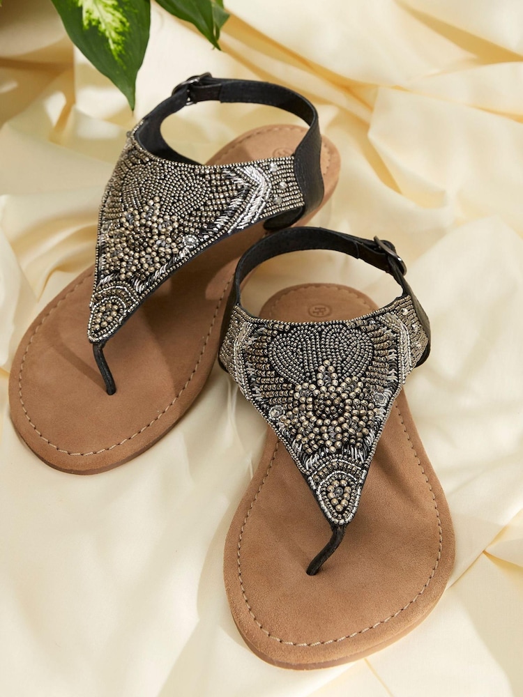 FatFace Silver Madeliene Beaded Sandals - Image 5 of 5