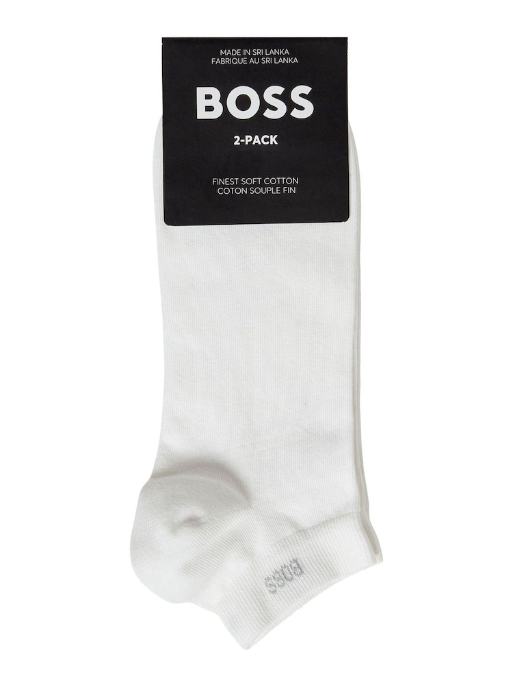 BOSS White Ankle Socks 2 Pack - Image 2 of 2