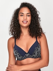 Anya Madsen Sophia Blue Floral Metallic Underwire Padded Lace Bra - Image 1 of 4