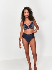 Anya Madsen Sophia Blue Floral Metallic Underwire Padded Lace Bra - Image 2 of 4