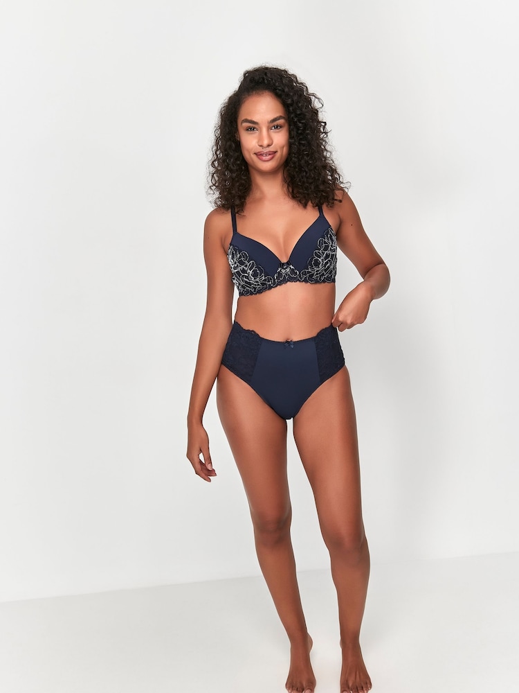 Anya Madsen Sophia Blue Floral Metallic Underwire Padded Lace Bra - Image 2 of 4