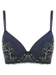 Anya Madsen Sophia Blue Floral Metallic Underwire Padded Lace Bra - Image 3 of 4