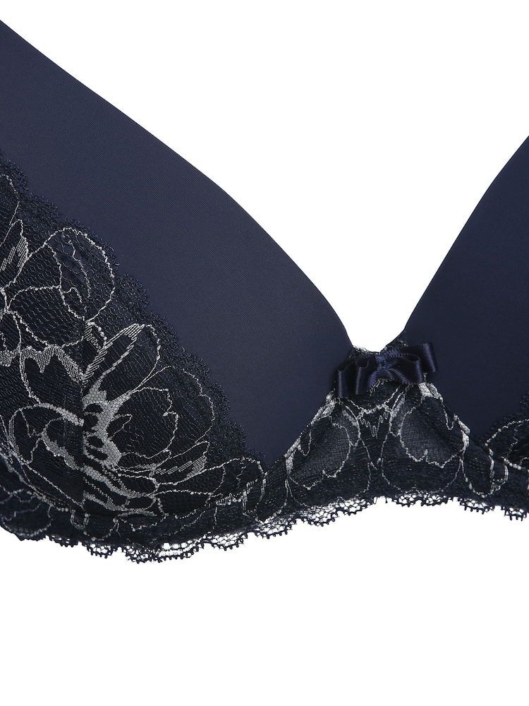 Anya Madsen Sophia Blue Floral Metallic Underwire Padded Lace Bra - Image 4 of 4