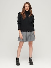 Черный - Superdry Drop Shoulder Cable Roll Neck 100% Cotton Jumper - Изображение 1 из 9