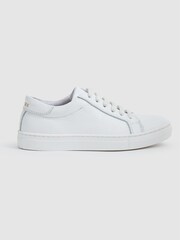 Reiss White Luca Junior Tumbled Leather Trainers - Image 2 of 7