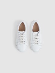 Reiss White Luca Junior Tumbled Leather Trainers - Image 3 of 7