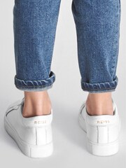 Reiss White Luca Junior Tumbled Leather Trainers - Image 4 of 7