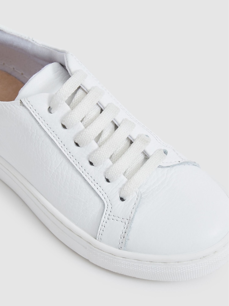 Reiss White Luca Junior Tumbled Leather Trainers - Image 7 of 7