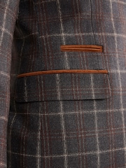 Grey/Brown Trimmed Check Suit: Jacket - Image 12 of 14