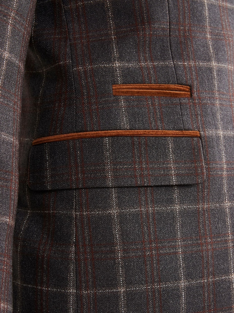 Gris/marron - Costume à carreaux : veste - Image 12 of 14