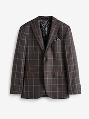Grey/Brown Trimmed Check Suit: Jacket - Image 7 of 14