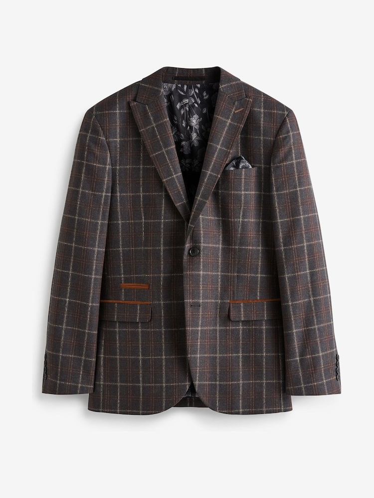 Gris/marron - Costume à carreaux : veste - Image 7 of 14