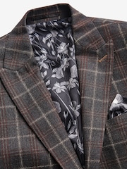 Grey/Brown Trimmed Check Suit: Jacket - Image 8 of 14