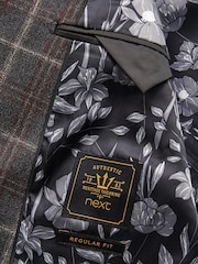 Grey/Brown Trimmed Check Suit: Jacket - Image 9 of 14