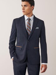 Navy Pinstripe Suit: Jacket - Image 1 of 10