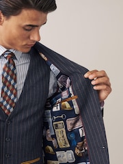 Navy Pinstripe Suit: Jacket - Image 6 of 10