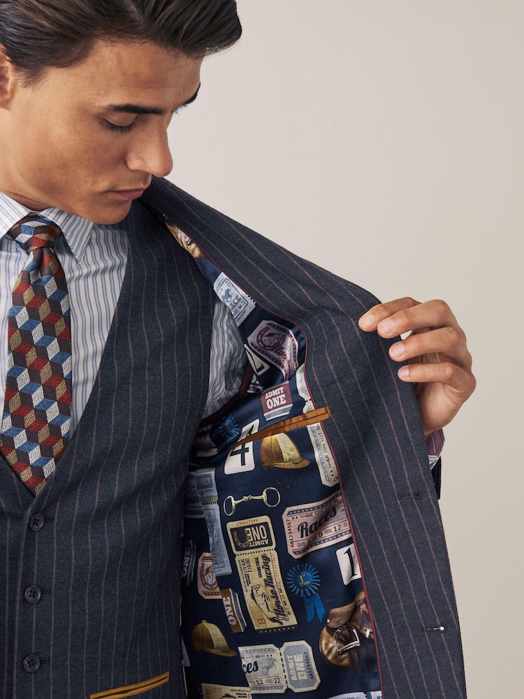 Navy Pinstripe Suit: Jacket - Image 6 of 10