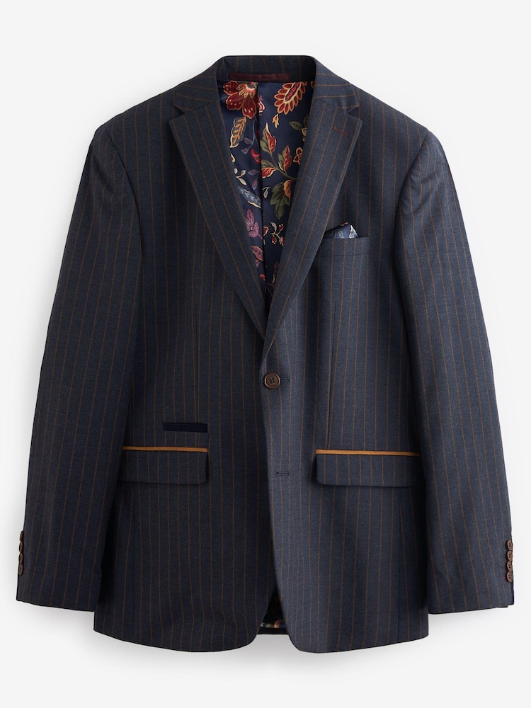 Navy Pinstripe Suit: Jacket - Image 7 of 10