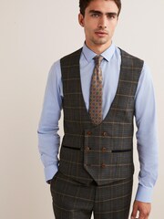 Grey/Blue Trimmed Prince of Wales Check Suit Waistcoat - Image 1 of 1
