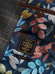Grey/Blue Trimmed Prince of Wales Check Suit Jacket - Image 11 of 12