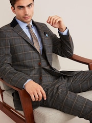 Grey/Blue Trimmed Prince of Wales Check Suit Jacket - Image 2 of 12