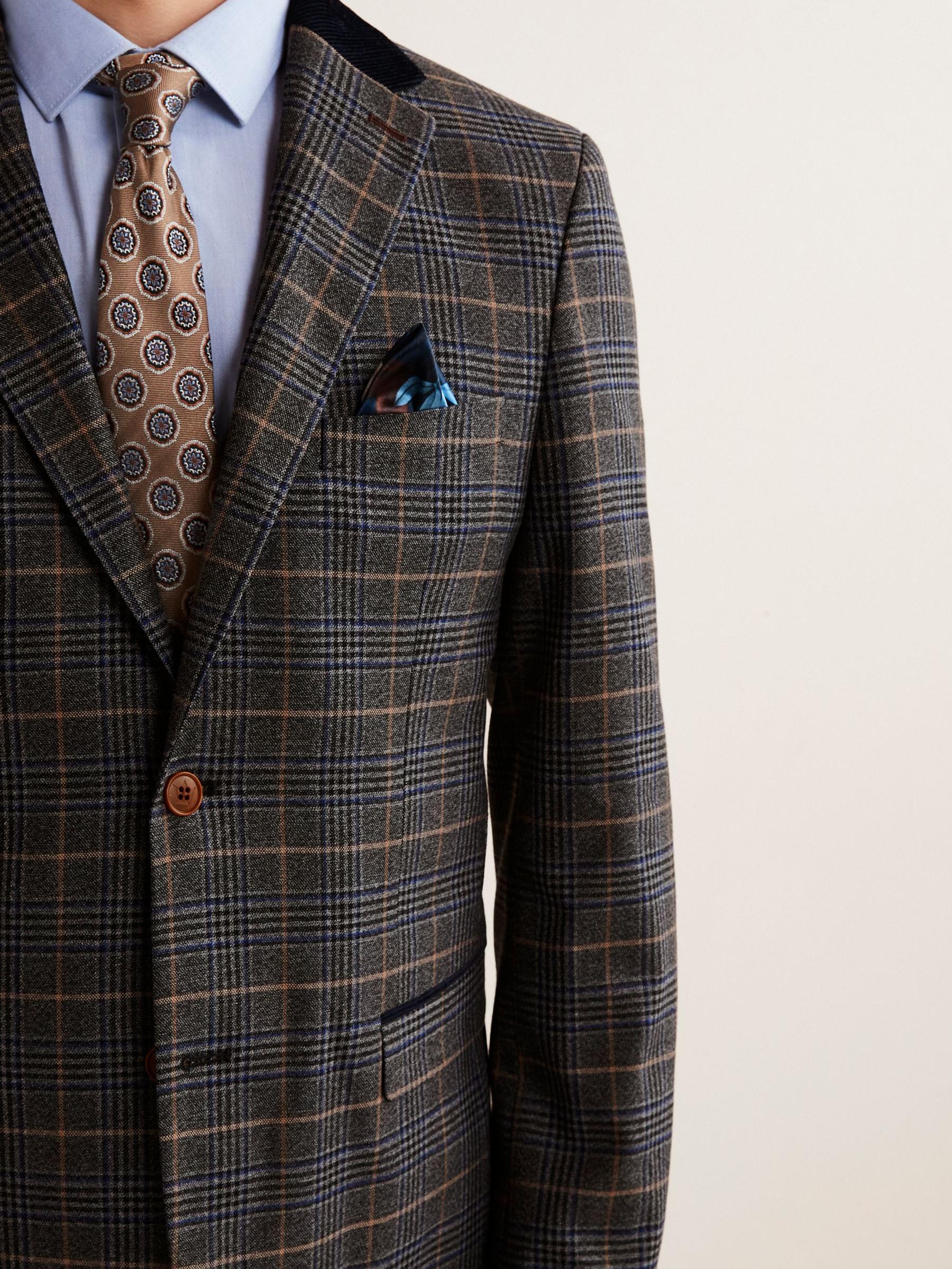 Buy Grey/Blue Trimmed Prince of Wales Check Suit Jacket from