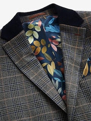 Grey/Blue Trimmed Prince of Wales Check Suit Jacket - Image 8 of 12