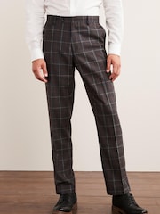 Grey/Brown Trimmed Check Suit: Trousers - Image 1 of 9