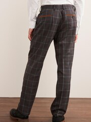 Grey/Brown Trimmed Check Suit: Trousers - Image 2 of 9