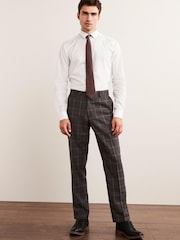 Grey/Brown Trimmed Check Suit: Trousers - Image 3 of 9