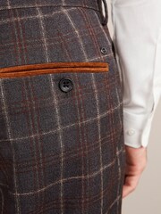 Grey/Brown Trimmed Check Suit: Trousers - Image 6 of 9