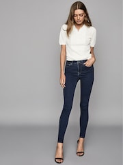 Reiss Indigo Lux Mid Rise Skinny Jeans - Image 1 of 6