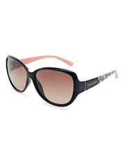 Negro/rosa - Gafas de sol modernas de gran tamaño para mujer con estampado floral exclusivo en las varillas de Ted Baker - Imagen 1 de 5