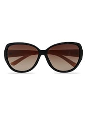 Negro/rosa - Gafas de sol modernas de gran tamaño para mujer con estampado floral exclusivo en las varillas de Ted Baker - Imagen 2 de 5
