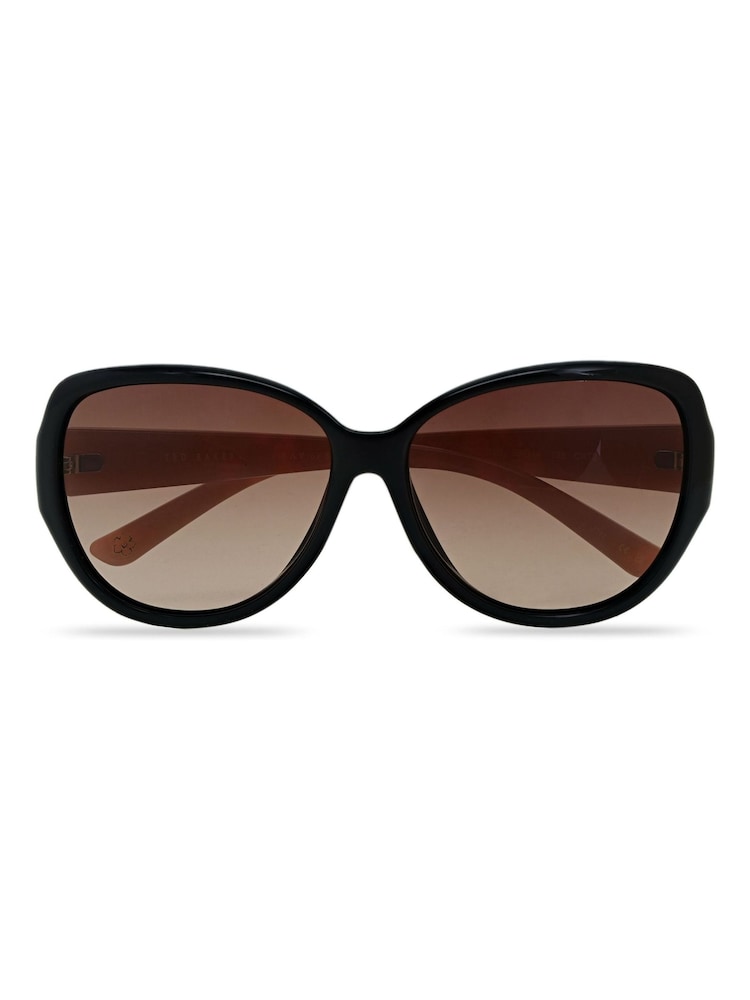 Negro/rosa - Gafas de sol modernas de gran tamaño para mujer con estampado floral exclusivo en las varillas de Ted Baker - Imagen 2 de 5