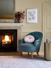 Laura Ashley Velvet Seaspray Blue Hanby Accent Chair - Image 1 of 7